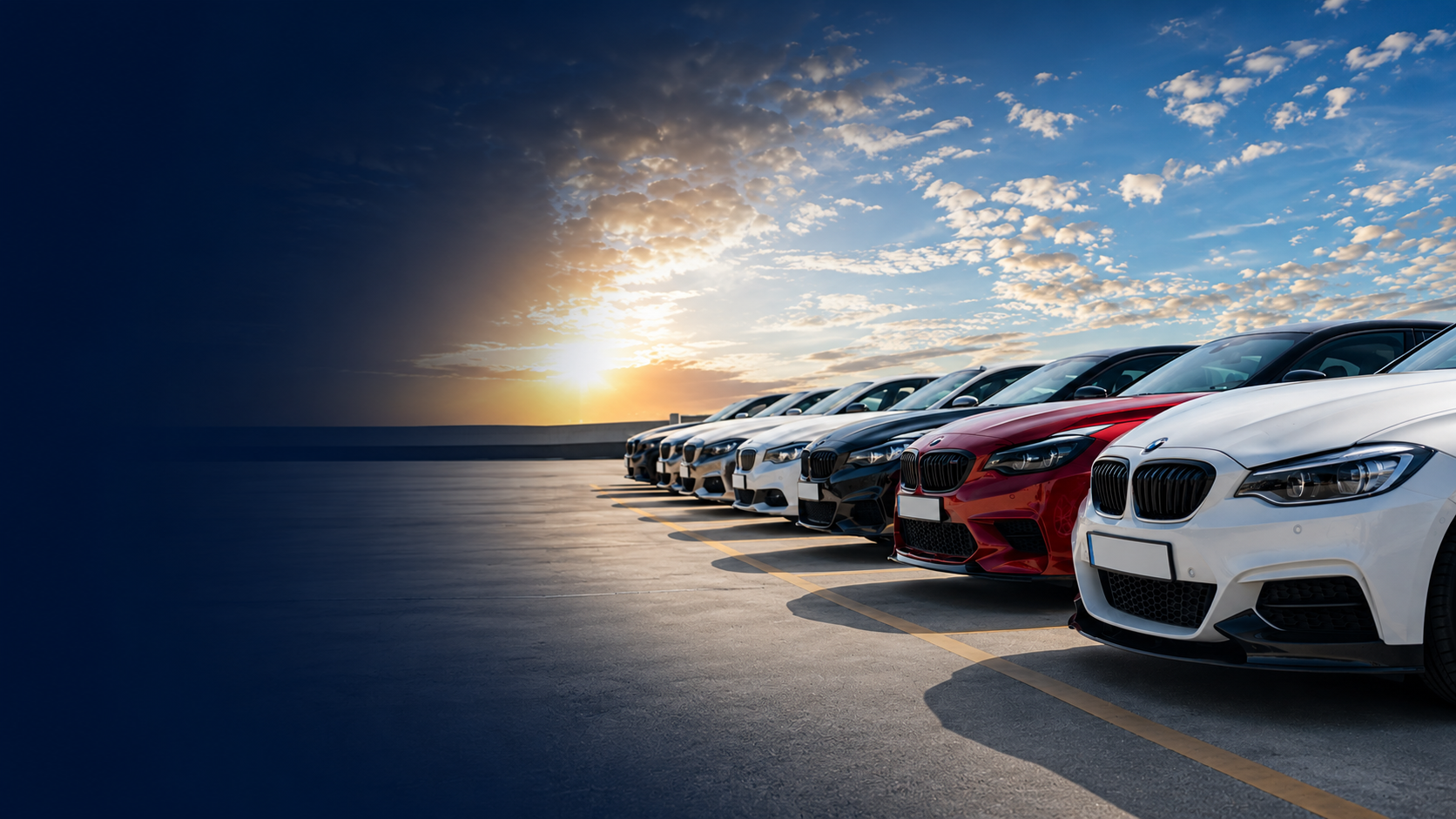 Row of vehicles ready for auction